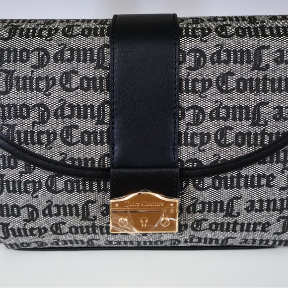Juicy Couture Black with Gold Hardware Monogrammed Crossbody Purse NWT - Picture 3 of 7